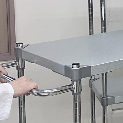 ふるさと納税 三条市 取っ手・キャスター付きステンレスワゴン2段H70 60×90 シルバー 【305S002】の画像