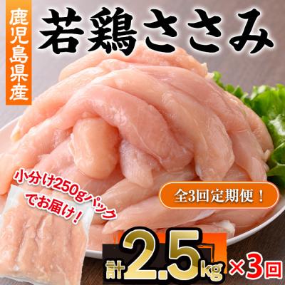 ふるさと納税 曽於市 [3回定期]鹿児島県産若鶏ささみ(計2.5kg×3回)