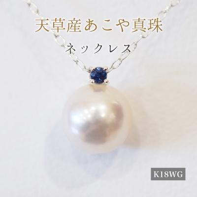 ふるさと納税 天草市 真珠 ネックレス 8-8.5mm ホワイトピンク 9月 サファイヤ K18WG