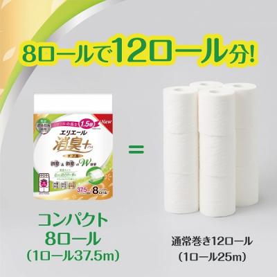 ふるさと納税 富士宮市 エリエール 消臭+トイレットティシューほのかに香るナチュラルクリアの香りコンパクトダブル 96個_2