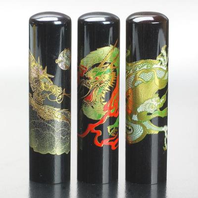 ふるさと納税 阿賀野市 [選べるサイズ]開運龍の黒水牛印鑑1本とケースセット