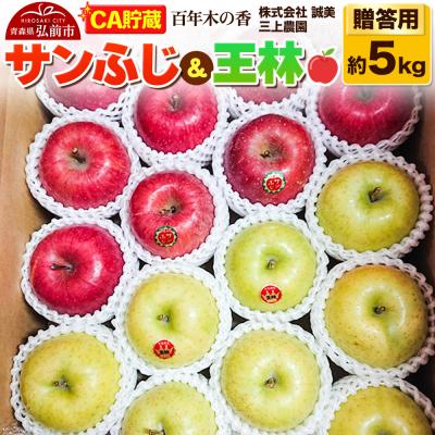 ふるさと納税 弘前市 贈答用 百年木の香 サンふじ&amp;王林 約5kg (14〜20玉程度)|24_mkn-120501