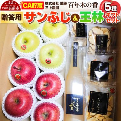 ふるさと納税 弘前市 [CA貯蔵]贈答用 百年木の香 三上農園 サンふじ&amp;王林 ギフトセット|24_mkn-140101