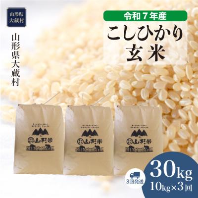 ふるさと納税 大蔵村 [令和7年産米]こしひかり[玄米]30kg 定期便(10kg×3回) 配送時期指定できます!