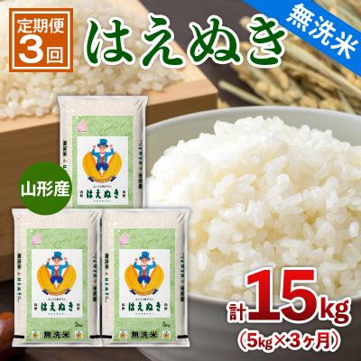 ふるさと納税 山形市 [定期便3回]山形産 [無洗米] はえぬき 5kg×3ヶ月(計15kg) FZ26-897