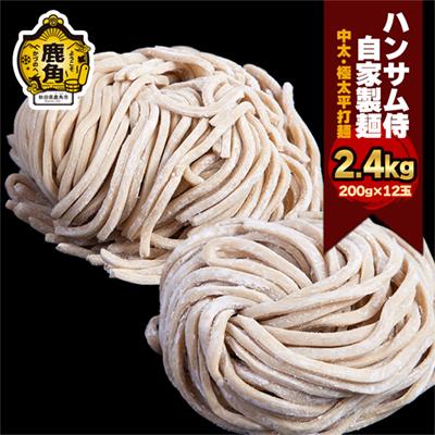 ふるさと納税 鹿角市 ハンサム麺 中太麺&amp;極太平打麺 400g×各3袋(計6袋)[ハンサム侍]