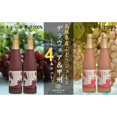 ふるさと納税 出雲市 100%ぶどうジュースデラウェア&amp;甲州 4本セット(各2本)