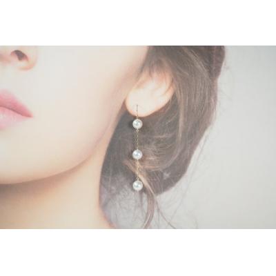 ふるさと納税 甲府市 K18 あこや真珠 ロングフックピアス JE320 : さと