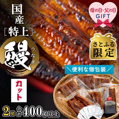 ふるさと納税 境町 [さとふる限定][父の日までにお届け]国産特上うなぎ蒲焼 2尾 計6カット済み 小分け 贈答 ギフト