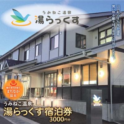ふるさと納税 山田町 山田のまちなか温泉 うみねこ温泉湯らっくす 宿泊券 3,000円