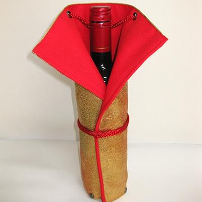 ふるさと納税 筑前町 本場筑前博多織でつくった[おさけのきもの](金糸文様)ボトルカバー