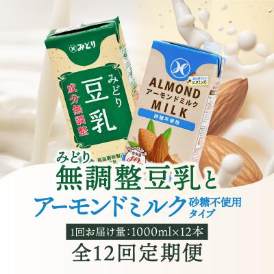 ふるさと納税 大分市 [毎月配送]みどり豆乳+みどりアーモンドミルク 毎月交互に12回お届け定期便_T10097