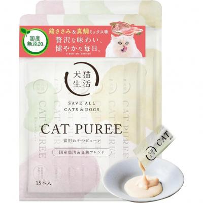 ふるさと納税 新宿区 犬猫生活 猫用おやつピューレ 国産鶏肉&amp;真鯛味 1袋(15本入)×2袋_0185-010-S07