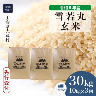 ふるさと納税 大蔵村 [8年産米先行受付]令和8年11月上旬発送 雪若丸[玄米]30kg 定期便(3回定期便)大蔵村