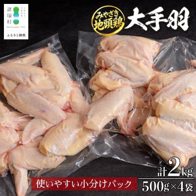 ふるさと納税 諸塚村 宮崎県が誇る「みやざき地頭鶏」の大手羽 500g×4P