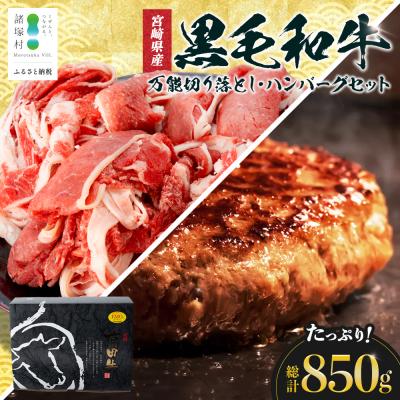 ふるさと納税 諸塚村 宮崎県産黒毛和牛 万能切り落とし(約400g×1P)ハンバーグ(150g×3個)セット