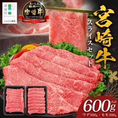ふるさと納税 諸塚村 宮崎牛 すき焼き しゃぶしゃぶ スライスセット 計600g(約300g×2P)