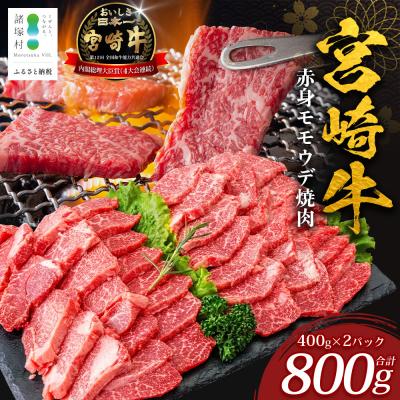 ふるさと納税 諸塚村 宮崎牛 赤身 モモウデ 焼肉 セット 計800g (約400g×2P)
