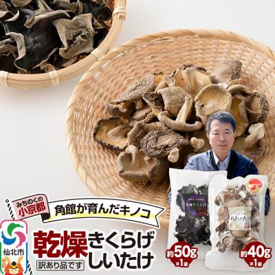 ふるさと納税 仙北市 訳あり出汁取り用乾燥しいたけ、訳あり乾燥きくらげ(各1袋)セット|02_sne-040201