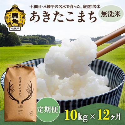 ふるさと納税 鹿角市 [定期便]あきたこまち 無洗米 10kg×12カ月[トライズ]