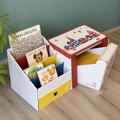 ふるさと納税 相模原市 [赤色]ベビーチェアデスク&amp;絵本ラック&amp;1個引き出しセット