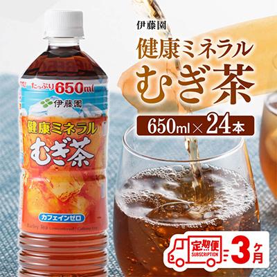 ふるさと納税 川南町 [毎月定期便]健康ミネラル むぎ茶 カフェインゼロ 650ml×24本(川南町)全3回