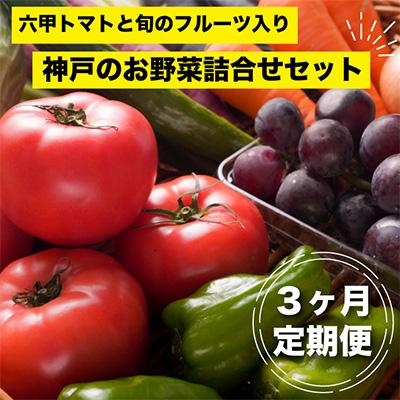 ふるさと納税 神戸市 [毎月定期便]神戸のお野菜詰め合わせセット(六甲トマトと季節のフルーツ入)3ヶ月定期便全3回