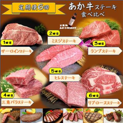 ふるさと納税 水俣市 [毎月定期便]あか牛ステーキ食べ比べ(水俣市)全6回