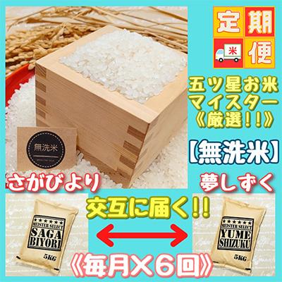 ふるさと納税 江北町 [毎月定期便][無洗米]『さがびより』と『夢しずく』5kg食べ比べ!(江北町)全6回