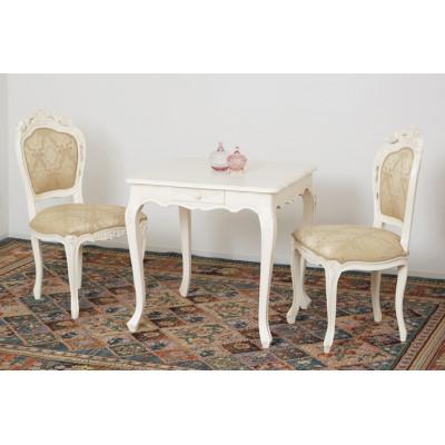 ふるさと納税 海南市 コモダイニングテーブルW75引出付3点セット(肘なし) WH[複数個口で配送]