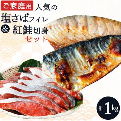 ふるさと納税 日高町 [毎月定期便][ご家庭用訳あり]人気の塩さばフィレ&amp;紅鮭切身セット計1kg全3回