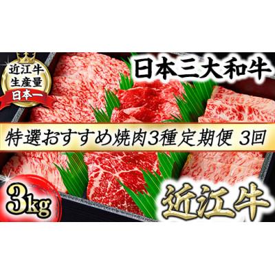 ふるさと納税 近江八幡市 [毎月定期便]A5等級特選近江牛おすすめ部位 焼肉3種(1kg×3回)全3回