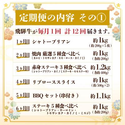 ふるさと納税 羽島市 【毎月定期便】飛騨牛 極定期便 計12.9kg【冷蔵便】A4〜A5カテゴリー化 シャトーブリアンほか全12回