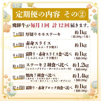 ふるさと納税 羽島市 【毎月定期便】飛騨牛 極定期便 計12.9kg【冷蔵便】A4〜A5カテゴリー化 シャトーブリアンほか全12回