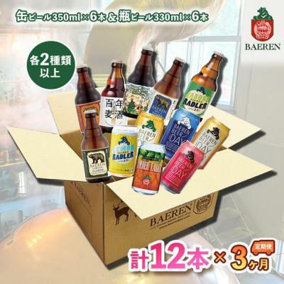 ふるさと納税 盛岡市 [毎月定期便]ベアレン醸造所 缶ビール×6本&amp;瓶ビール×6本 定期12本セット 全3回