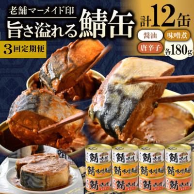 ふるさと納税 小浜市 [2ヵ月毎定期便]鯖缶詰12缶 B(醤油・唐辛子・味噌煮)こだわりも身も詰めた贅沢さば缶。全3回