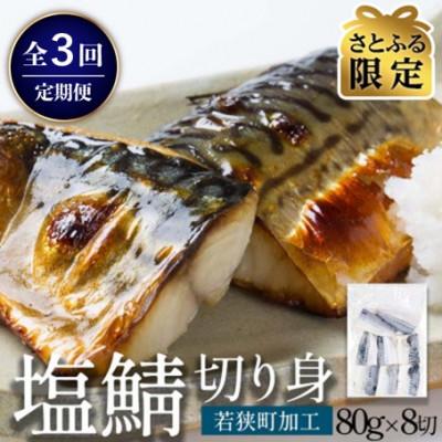 ふるさと納税 若狭町 [毎月定期便][さとふる限定]塩さば切り身 約80g×8切れ 真空パック入全3回