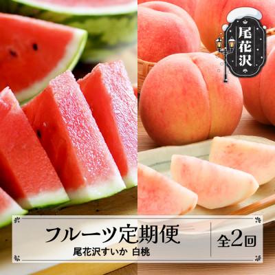 ふるさと納税 尾花沢市 [発送月固定定期便]山形 フルーツ定期便 尾花沢スイカ 白桃全2回