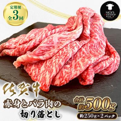ふるさと納税 吉野ヶ里町 [毎月定期便]佐賀牛 赤身とバラ肉の切り落とし 500g(250g×2P)(吉野ヶ里町)全3回