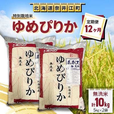 ふるさと納税 奈井江町 [毎月定期便][12ヶ月連続]特別栽培米「ゆめぴりか」無洗米10kg(5kg×2袋)全12回