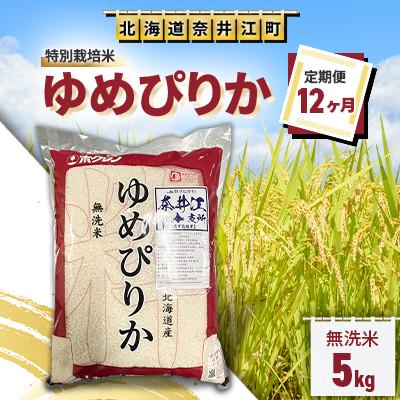 ふるさと納税 奈井江町 [毎月定期便][12ヶ月連続]特別栽培米「ゆめぴりか」無洗米5kg全12回