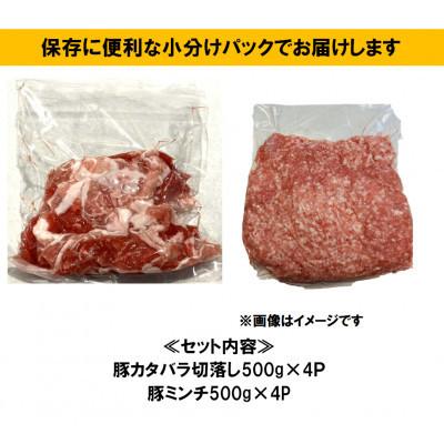 ふるさと納税 水道市 【毎月定期便】水道豚2種仕かけるA(ミンチ+カタバラ切下落)各2kg 計4kg全3回