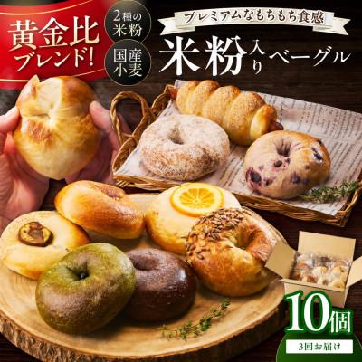 ふるさと納税 京丹後市 [毎月定期便]京都のパン屋 京都丹後産米粉入りベーグル詰め合わせセット 10個 冷凍全3回