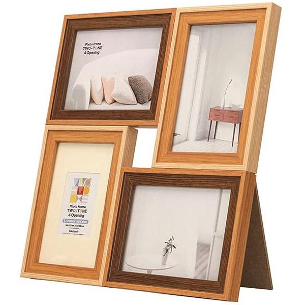 ナカバヤシ ツートンフォトフレーム 4面 L判/チェキ ブラウン F-TMS
