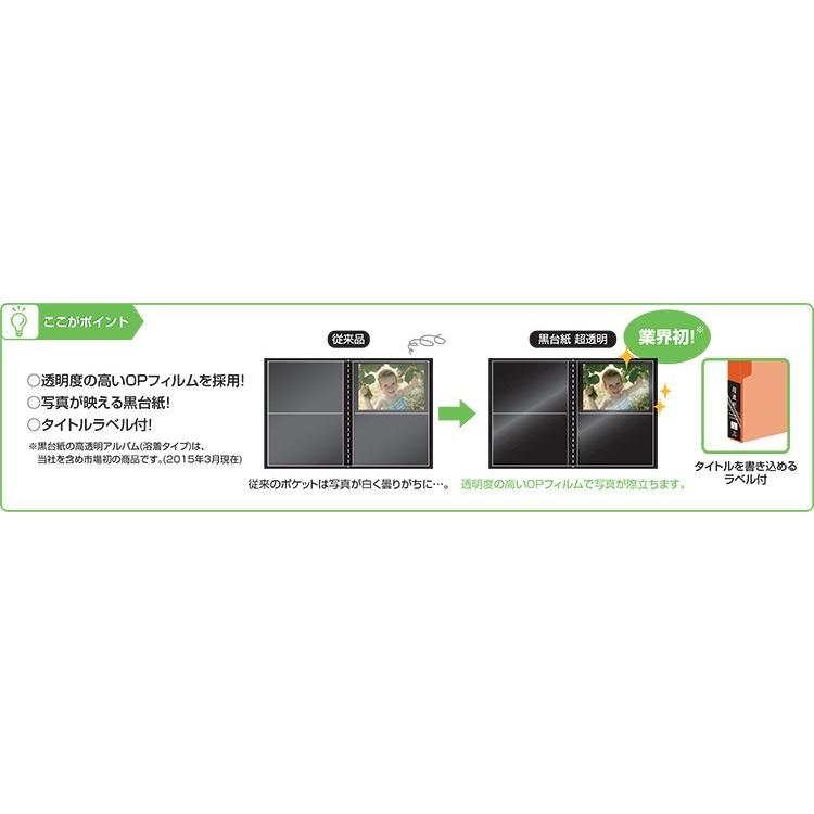 ポケットアルバム KG判2段 黒台紙 超透明 120枚収納 ホワイト CTDP-KG