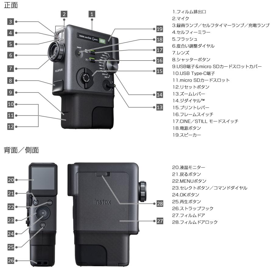 チェキ instax mini Evo Cinema ハイブリッドインスタントカメラ 本体