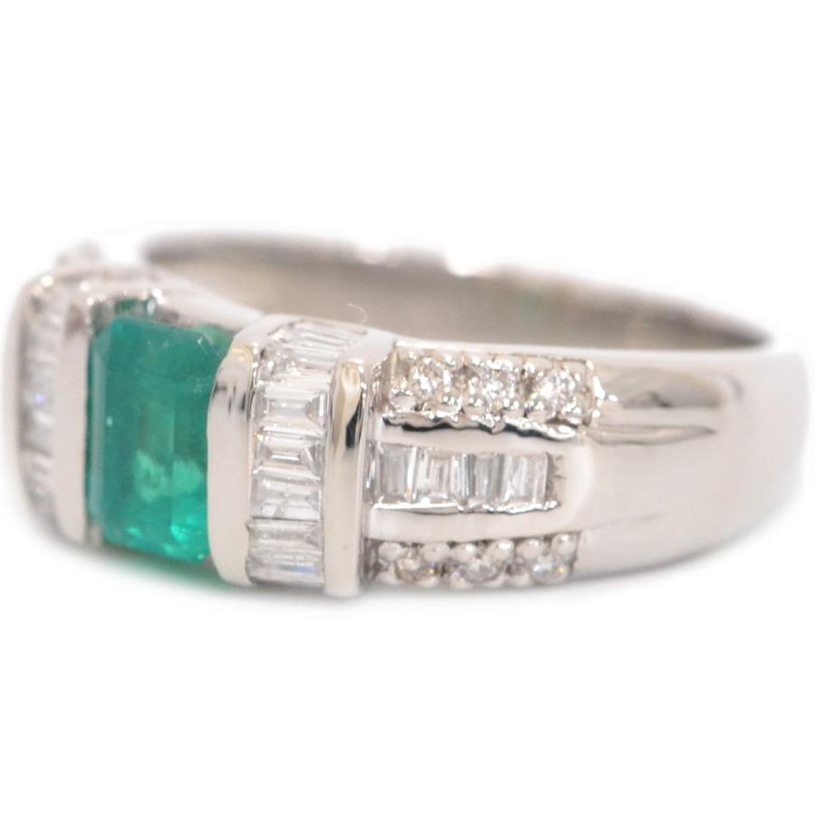 本物 エメラルド 0.70ct ダイヤモンド 0.65ct Pt900 リング 指輪 11号 
