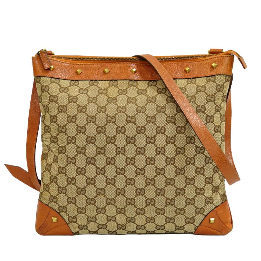 本物 グッチ GUCCI GGキャンバス スタッズ ショルダーバッグ 