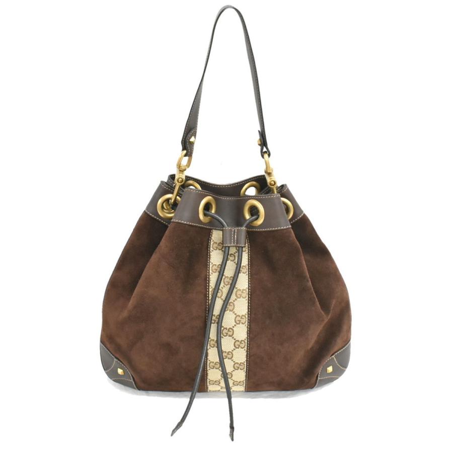 本物 グッチ GUCCI GGキャンバス 巾着型 ショルダーバッグ トート 