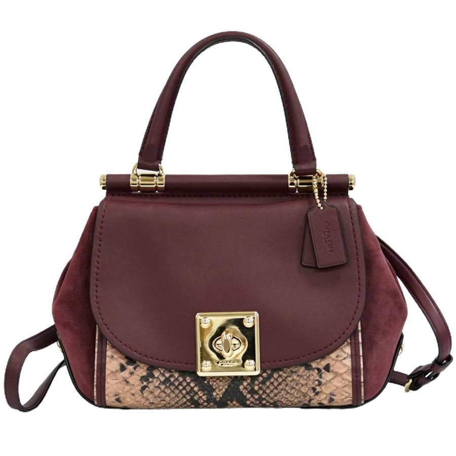 coach ハンドバッグスエードレザーボルドー